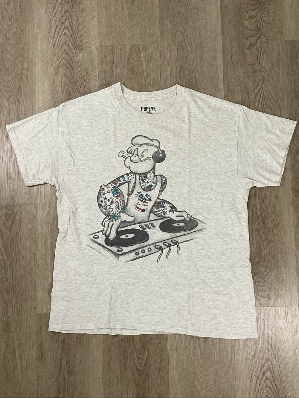 Popeye Graphic DJ Tee in Heather Gray
